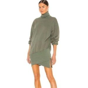 Young Fabulous & Broke Olive Green Turtleneck Asymmetric Sweater Dress XS
